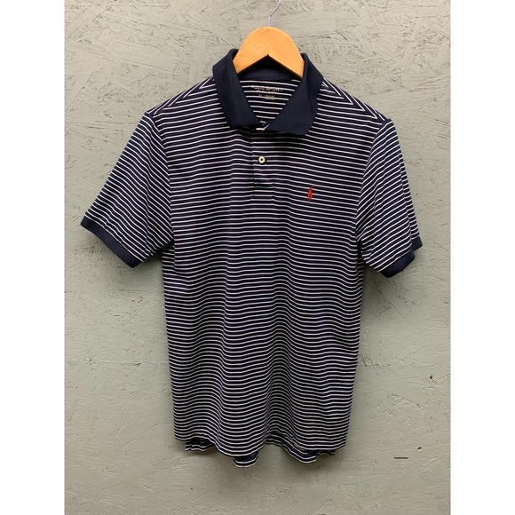 Polo Sport Ralph Lauren Mens Polo Shirt XL Navy White Stripe Stretch Performance - Picture 1 of 7